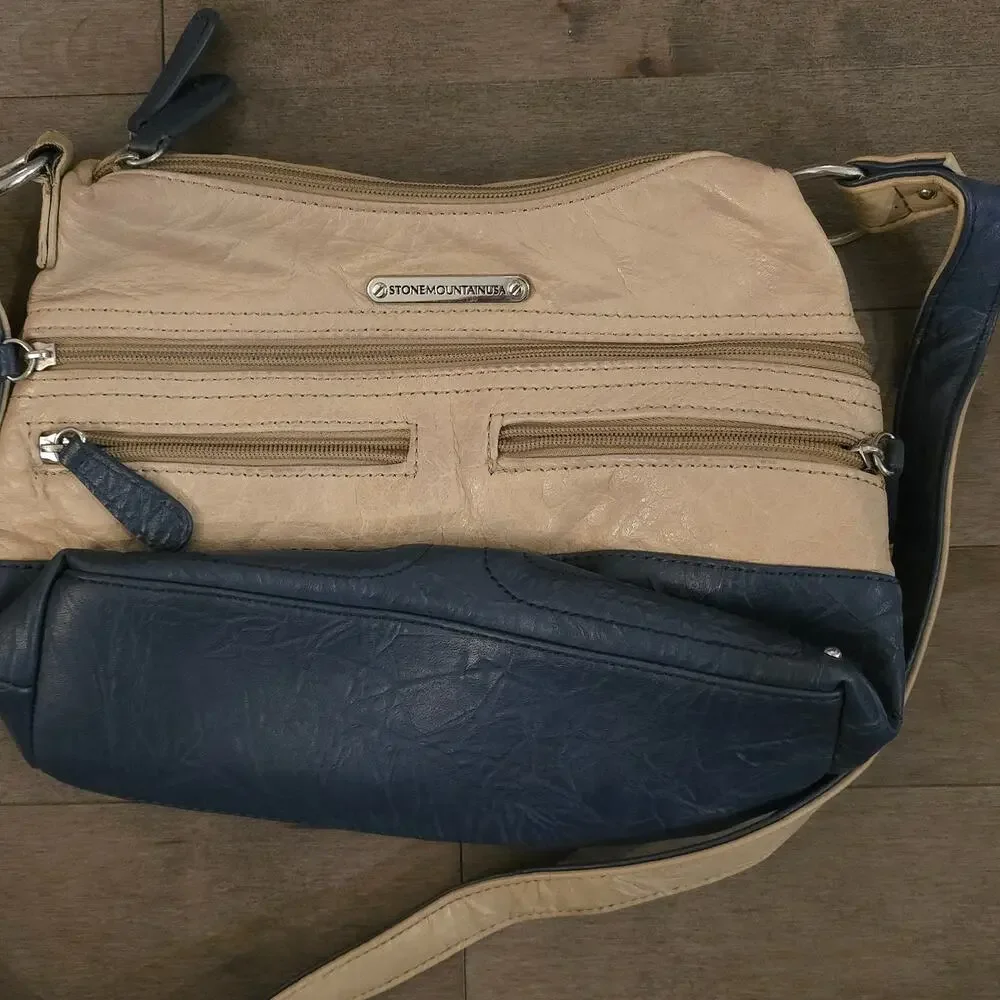 STONE MOUNTAIN beige and blue shoulder bag - Picture 2 of 12